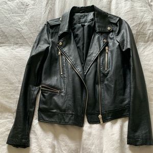 Perforated faux leather jacket